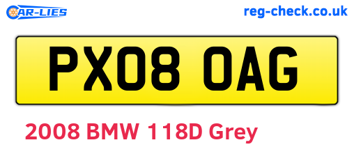 PX08OAG are the vehicle registration plates.
