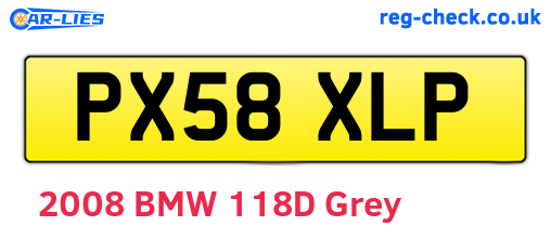 PX58XLP are the vehicle registration plates.