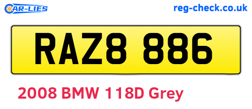 RAZ8886 are the vehicle registration plates.