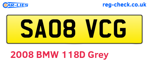 SA08VCG are the vehicle registration plates.