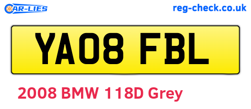 YA08FBL are the vehicle registration plates.