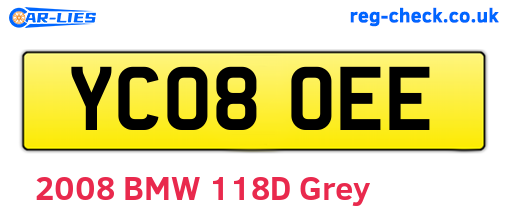 YC08OEE are the vehicle registration plates.