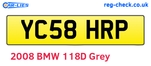 YC58HRP are the vehicle registration plates.