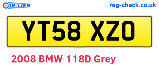 YT58XZO are the vehicle registration plates.