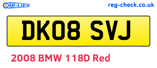 DK08SVJ are the vehicle registration plates.