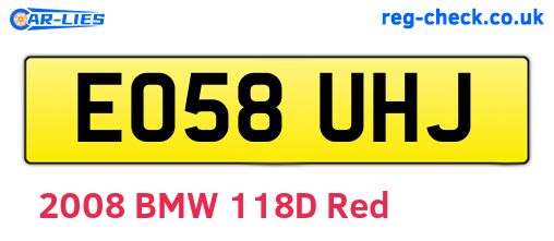 EO58UHJ are the vehicle registration plates.