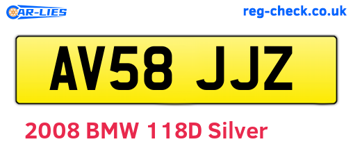 AV58JJZ are the vehicle registration plates.