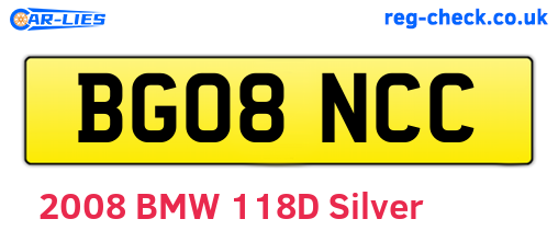 BG08NCC are the vehicle registration plates.