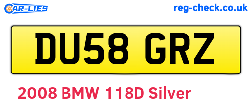 DU58GRZ are the vehicle registration plates.