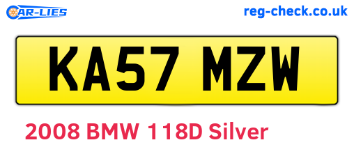 KA57MZW are the vehicle registration plates.