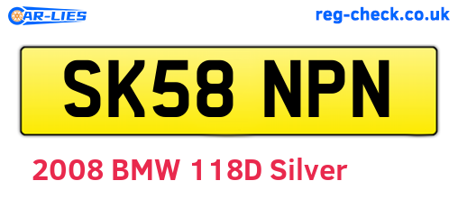 SK58NPN are the vehicle registration plates.