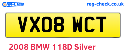 VX08WCT are the vehicle registration plates.