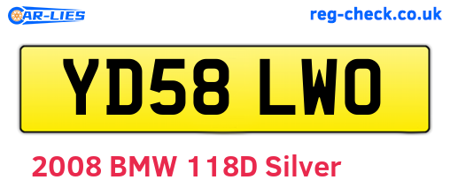 YD58LWO are the vehicle registration plates.