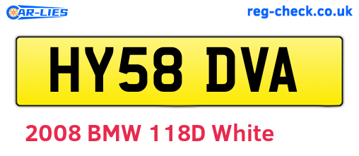 HY58DVA are the vehicle registration plates.