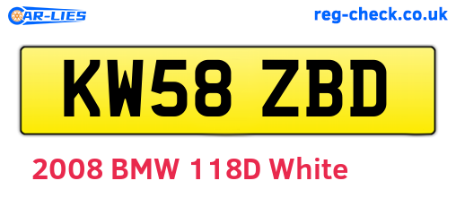 KW58ZBD are the vehicle registration plates.