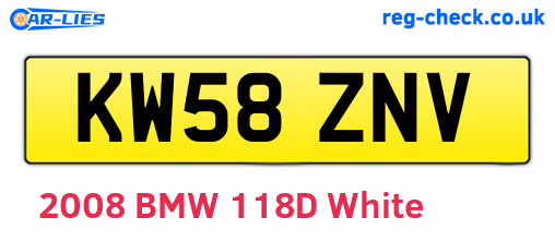 KW58ZNV are the vehicle registration plates.