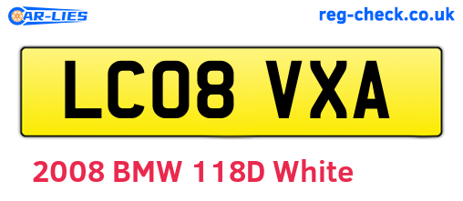LC08VXA are the vehicle registration plates.