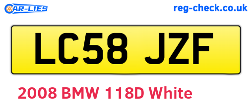 LC58JZF are the vehicle registration plates.