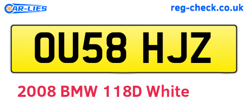 OU58HJZ are the vehicle registration plates.