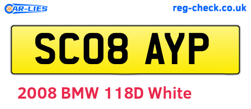 SC08AYP are the vehicle registration plates.
