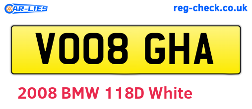 VO08GHA are the vehicle registration plates.