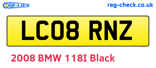 LC08RNZ are the vehicle registration plates.
