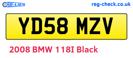 YD58MZV are the vehicle registration plates.
