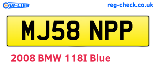 MJ58NPP are the vehicle registration plates.