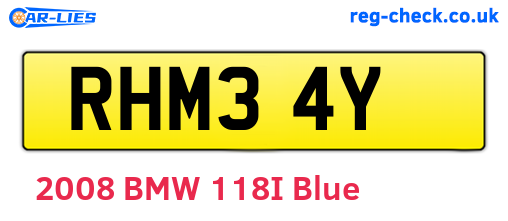 RHM34Y are the vehicle registration plates.