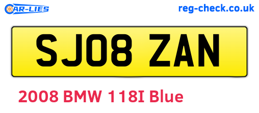 SJ08ZAN are the vehicle registration plates.