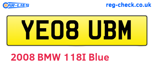 YE08UBM are the vehicle registration plates.