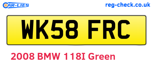 WK58FRC are the vehicle registration plates.