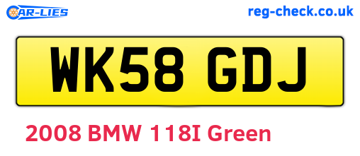 WK58GDJ are the vehicle registration plates.