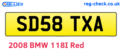 SD58TXA are the vehicle registration plates.