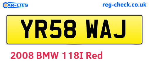 YR58WAJ are the vehicle registration plates.
