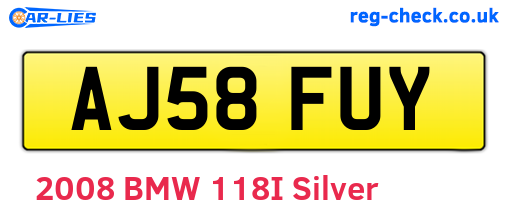 AJ58FUY are the vehicle registration plates.