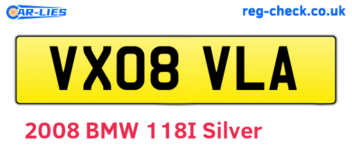 VX08VLA are the vehicle registration plates.