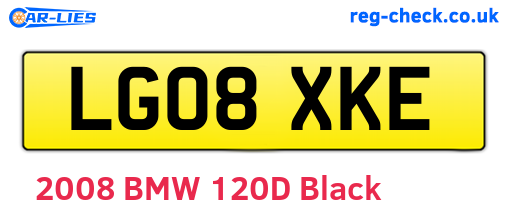 LG08XKE are the vehicle registration plates.