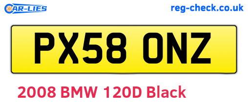 PX58ONZ are the vehicle registration plates.