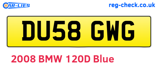 DU58GWG are the vehicle registration plates.