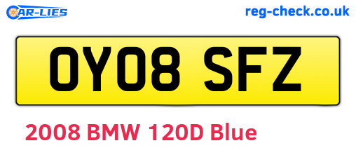 OY08SFZ are the vehicle registration plates.