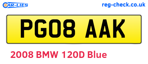 PG08AAK are the vehicle registration plates.