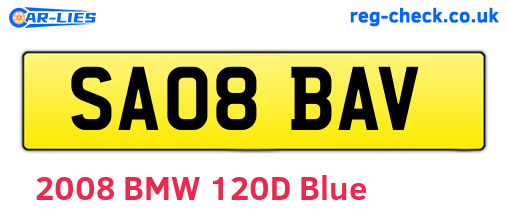 SA08BAV are the vehicle registration plates.