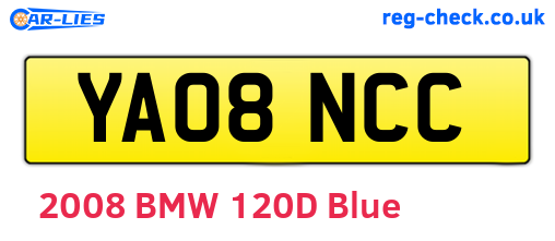 YA08NCC are the vehicle registration plates.