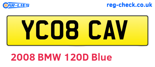 YC08CAV are the vehicle registration plates.