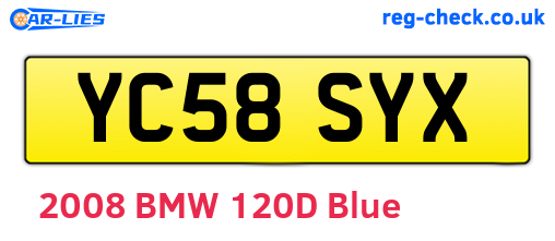 YC58SYX are the vehicle registration plates.
