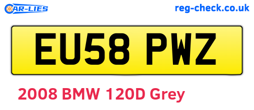 EU58PWZ are the vehicle registration plates.