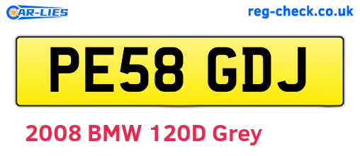 PE58GDJ are the vehicle registration plates.