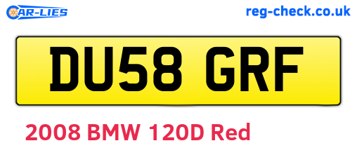 DU58GRF are the vehicle registration plates.