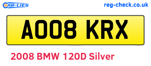 AO08KRX are the vehicle registration plates.
